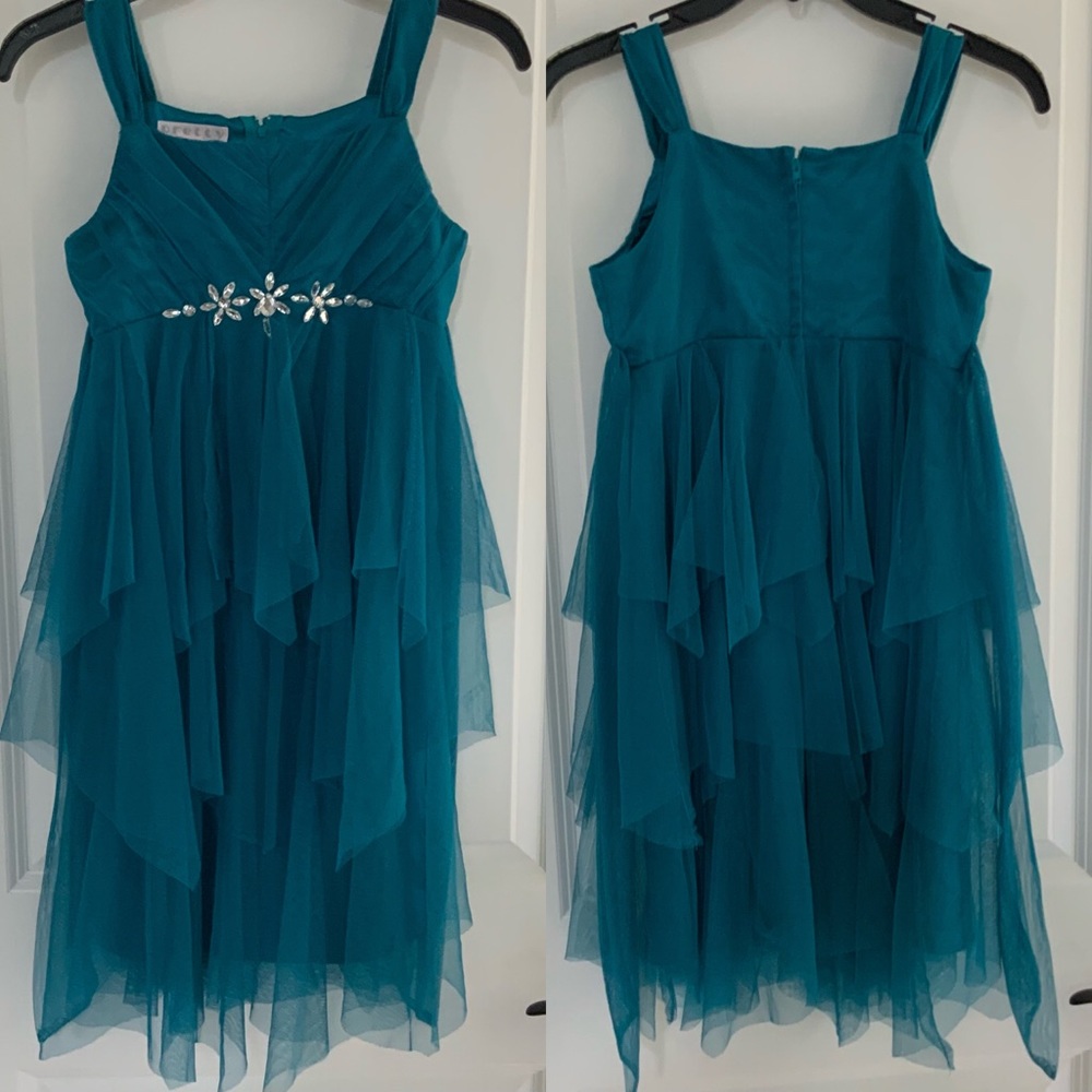 Pretty Girl Size 10 Teal Layered Tulle Dress